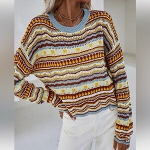 Multicolor Striped Women's Sweater - Miss Sparkling L or XL